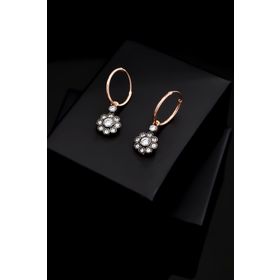Papatya Silver 925 Ayar Rose Kaplama Elmas Montür Çiçek Halka Gümüş Küpe