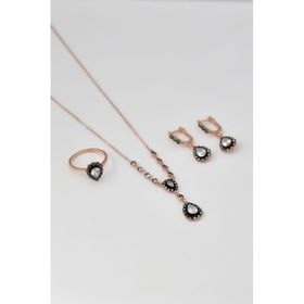 Papatya Silver 925 Ayar Rose Kaplama Elmas Montür Damla Gümüş Küpe