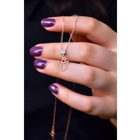 Papatya Silver 925 Ayar Rose Kaplama Elmas Montürlü Melek Kadın Gümüş Kolye
