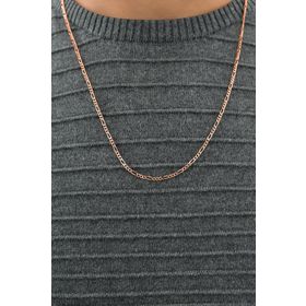 Papatya Silver 925 Ayar Rose Kaplama Figaro Gümüş Erkek Zincir Kolye