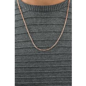 Papatya Silver 925 Ayar Rose Kaplama Figaro Gümüş Erkek Zincir Kolye