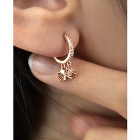Papatya Silver 925 Ayar Rose Kaplama Fil Figürlü Halka Kadın Gümüş Küpe