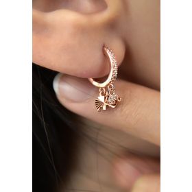 Papatya Silver 925 Ayar Rose Kaplama Fil Figürlü Halka Kadın Gümüş Küpe