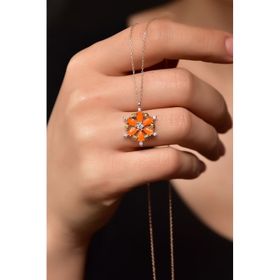 Papatya Silver 925 Ayar Rose Kaplama Gold Dorika Toplu Mineli Kamelya Çiçeği Kadın Gümüş Kolye