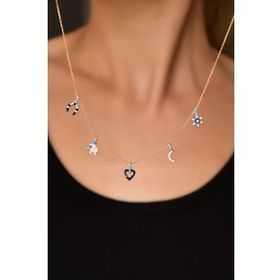 Papatya Silver 925 Ayar Rose Kaplama Göz Mineli Zirkon Taşlı Şans Gümüş Kolye