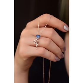 Papatya Silver 925 Ayar Rose Kaplama Iki Kalp Taşıyan Melek Kolye