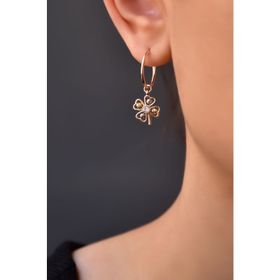 Papatya Silver 925 Ayar Rose Kaplama İki Renkli Dorika Toplu Yonca Tel Halka Gümüş Küpe