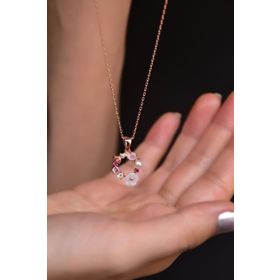 Papatya Silver 925 Ayar Rose Kaplama Incili Kelebek Sedef Manolya Çiçek Gümüş Kolye