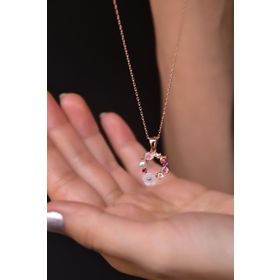 Papatya Silver 925 Ayar Rose Kaplama Incili Kelebek Sedef Manolya Çiçek Gümüş Kolye