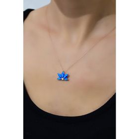 Papatya Silver 925 Ayar Rose Kaplama Incili Opal Taşlı Lotus Gümüş Kolye