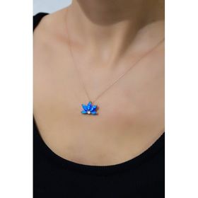 Papatya Silver 925 Ayar Rose Kaplama Incili Opal Taşlı Lotus Gümüş Kolye