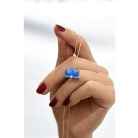 Papatya Silver 925 Ayar Rose Kaplama Incili Opal Taşlı Lotus Gümüş Kolye