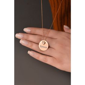 Papatya Silver 925 Ayar Rose Kaplama Kalp Tektaş Plaka Kadın Gümüş Kolye