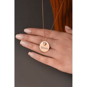 Papatya Silver 925 Ayar Rose Kaplama Kalp Tektaş Plaka Kadın Gümüş Kolye