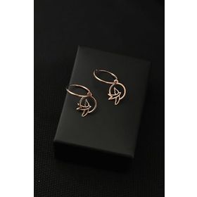 Papatya Silver 925 Ayar Rose Kaplama Kırlangıç Figürlü Halka Kadın Gümüş Küpe