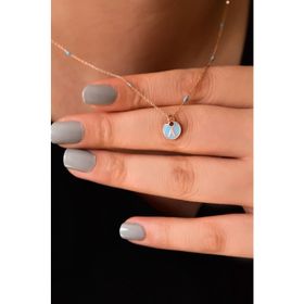 Papatya Silver 925 Ayar Rose Kaplama Lazer Mineli A Harf Kadın Gümüş Kolye
