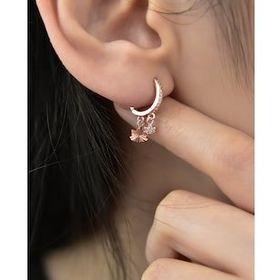 Papatya Silver 925 Ayar Rose Kaplama Lotus Figürlü Halka Kadın Gümüş Küpe