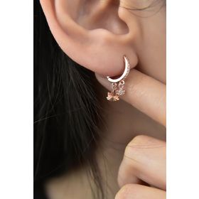 Papatya Silver 925 Ayar Rose Kaplama Lotus Figürlü Halka Kadın Gümüş Küpe