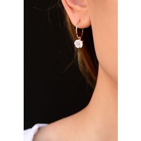 Papatya Silver 925 Ayar Rose Kaplama Manolya Çiçek Halka Gümüş Küpe