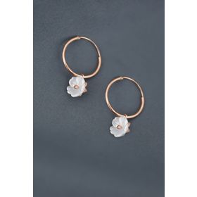 Papatya Silver 925 Ayar Rose Kaplama Manolya Çiçek Halka Gümüş Küpe