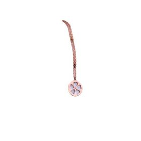 Papatya Silver 925 Ayar Rose Kaplama Mermer Desenli Plaka Üzeri Yonca Kadın Gümüş Kolye