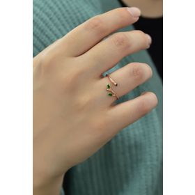 Papatya Silver 925 Ayar Rose Kaplama Mineli Dal Gümüş Yüzük