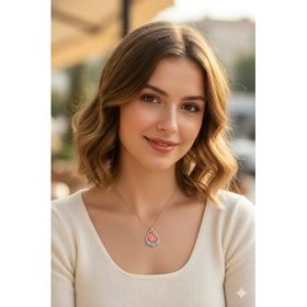 Papatya Silver 925 Ayar Rose Kaplama Mineli Göz A Harf Damla Kolye