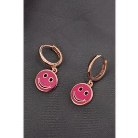 Papatya Silver 925 Ayar Rose Kaplama Mineli Smile Halka Gümüş Küpe