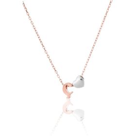 Papatya Silver 925 Ayar Rose Kaplama Mini Üç Boyutlu Ç Harfi Kalp Kadın Gümüş Kolye