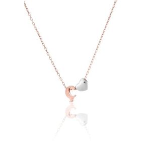 Papatya Silver 925 Ayar Rose Kaplama Mini Üç Boyutlu Ç Harfi Kalp Kadın Gümüş Kolye