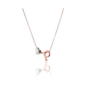 Papatya Silver 925 Ayar Rose Kaplama Mini Üç Boyutlu P Harfi Kalp Kadın Gümüş Kolye