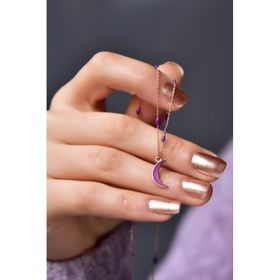 Papatya Silver 925 Ayar Rose Kaplama Mor Mineli Hilal Kadın Gümüş Kolye