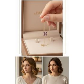 Papatya Silver 925 Ayar Rose Kaplama Mor Zirkon Taşlı Plumeria Kadın Gümüş Kolye