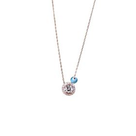 Papatya Silver 925 Ayar Rose Kaplama Nazar Gözlü Tektaş Kadın Gümüş Kolye