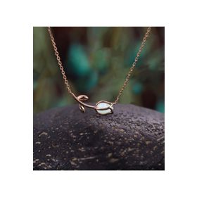 Papatya Silver 925 Ayar Rose Kaplama Opal Taşlı Lale Gümüş Kolye