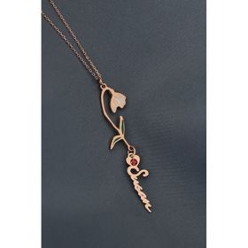 Papatya Silver 925 Ayar Rose Kaplama Özel Tasarım Kalp Doğum Taşlı Mineli Ocak Ayı Çiçeği İsim Kadın Gümüş Kolye