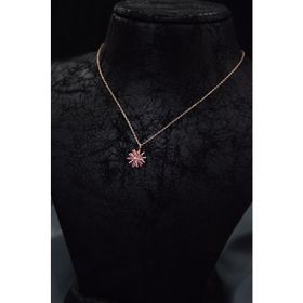 Papatya Silver 925 Ayar Rose Kaplama Pembe Zirkon Taşlı Dönen Güneş Kadın Gümüş Kolye