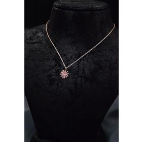 Papatya Silver 925 Ayar Rose Kaplama Pembe Zirkon Taşlı Dönen Güneş Kadın Gümüş Kolye
