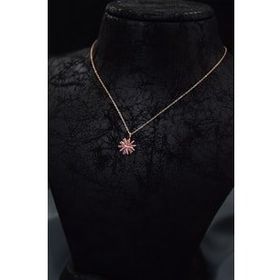 Papatya Silver 925 Ayar Rose Kaplama Pembe Zirkon Taşlı Dönen Güneş Kadın Gümüş Kolye
