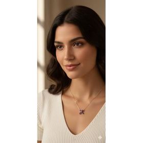 Papatya Silver 925 Ayar Rose Kaplama Pembe Zirkon Taşlı Plumeria Kadın Gümüş Kolye