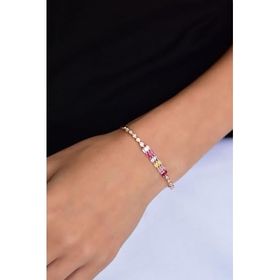 Papatya Silver 925 Ayar Rose Kaplama Renkli Baget Taşlı Gümüş Bileklik