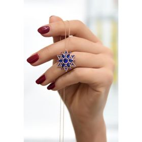 Papatya Silver 925 Ayar Rose Kaplama Safir Kamelya Çiçeği Kadın Gümüş Kolye