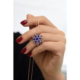 Papatya Silver 925 Ayar Rose Kaplama Safir Yıldız Kartanesi Kadın Gümüş Kolye