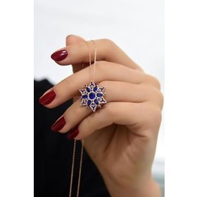 Papatya Silver 925 Ayar Rose Kaplama Safir Yıldız Kartanesi Kadın Gümüş Kolye