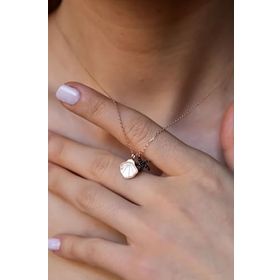 Papatya Silver 925 Ayar Rose Kaplama Sedef İstiridye Kabuğu ve Siyah Deniz Yıldızı Kolye
