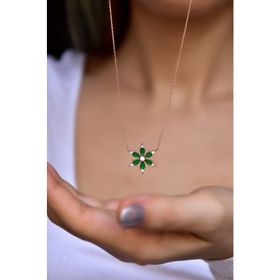 Papatya Silver 925 Ayar Rose Kaplama Sedef Mineli Kamelya Çiçeği Kolye
