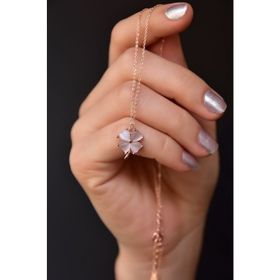 Papatya Silver 925 Ayar Rose Kaplama Sedef Yonca Kadın Gümüş Kolye