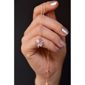 Papatya Silver 925 Ayar Rose Kaplama Sedef Yonca Kadın Gümüş Kolye