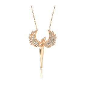 Papatya Silver 925 Ayar Rose Kaplama Sevgili Melek Kadın Gümüş Kolye