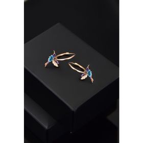 Papatya Silver 925 Ayar Rose Kaplama Taşlı Halka Kuş Gümüş Küpe